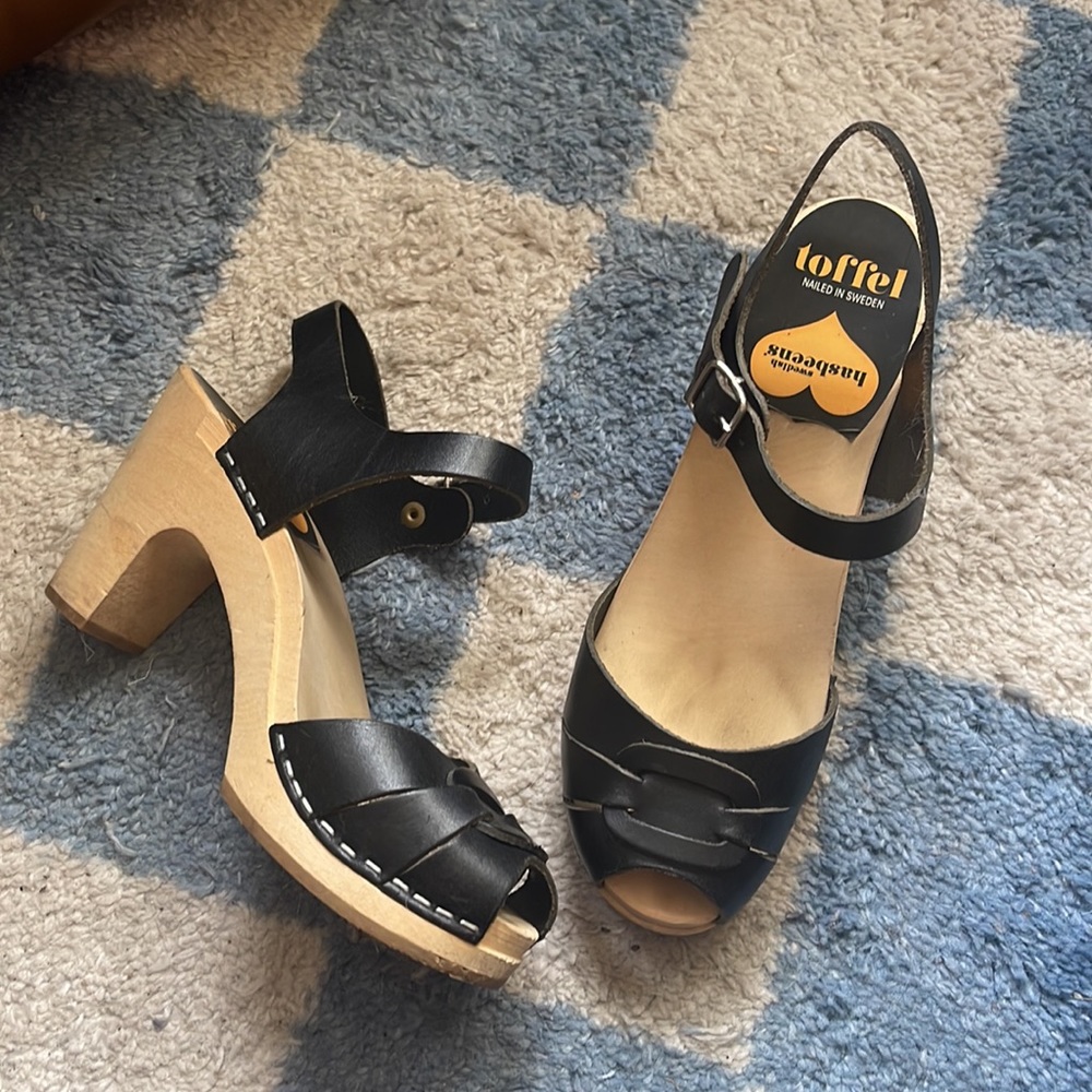Swedish Hasbeens Black Peep Toe High